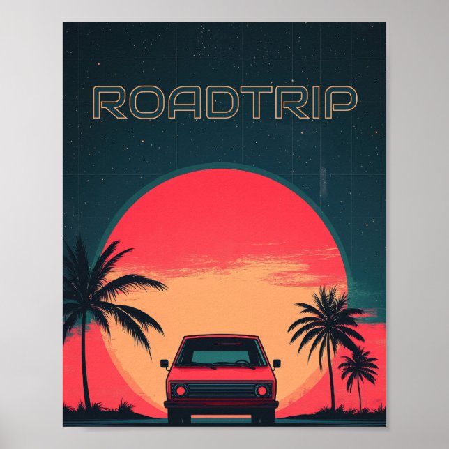 Roadtrip Retro Neon Poster (Vorne)