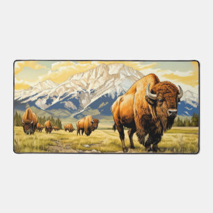 Roaming Bison Illustration Schreibtischunterlage
