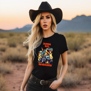 Roaming in den Kindergarten T Rex und Monster Truc T-Shirt