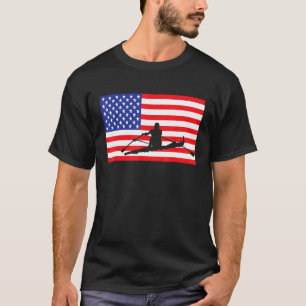 Roaming USA American Flag Boat Rower Kayaker 4. T-Shirt