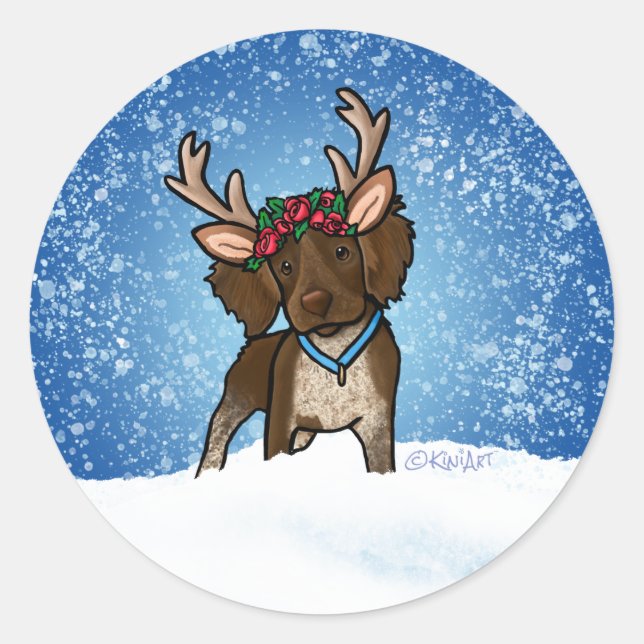 Roan Brittany Reindeer Classic Round Sticker (Vorderseite)