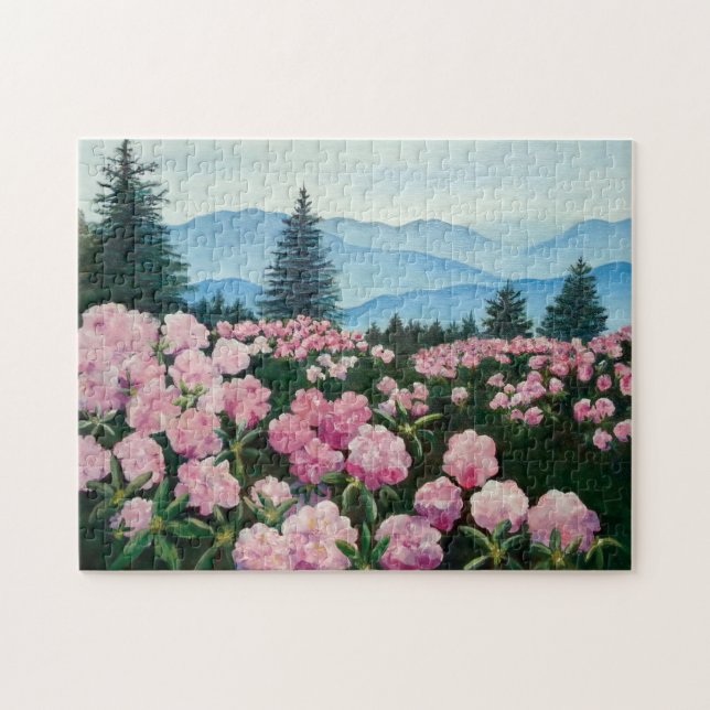 Roan Mountain Rhododendrons Ölgemälde Druck Puzzle (Horizontal)