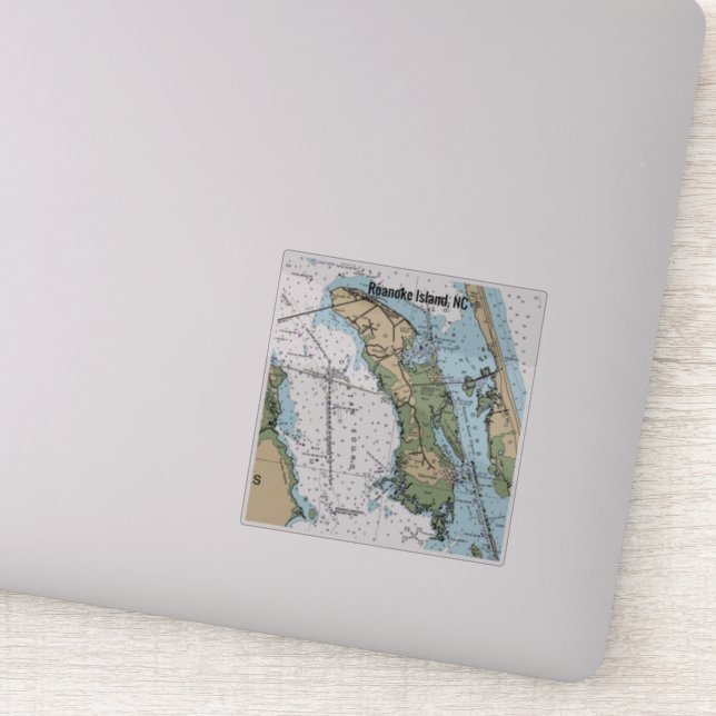 Roanoke Island NC Chart Aufkleber (Detail)
