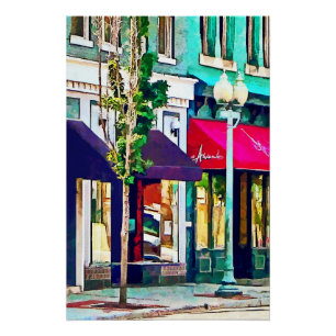 Roanoke VA Street mit Restaurant Poster