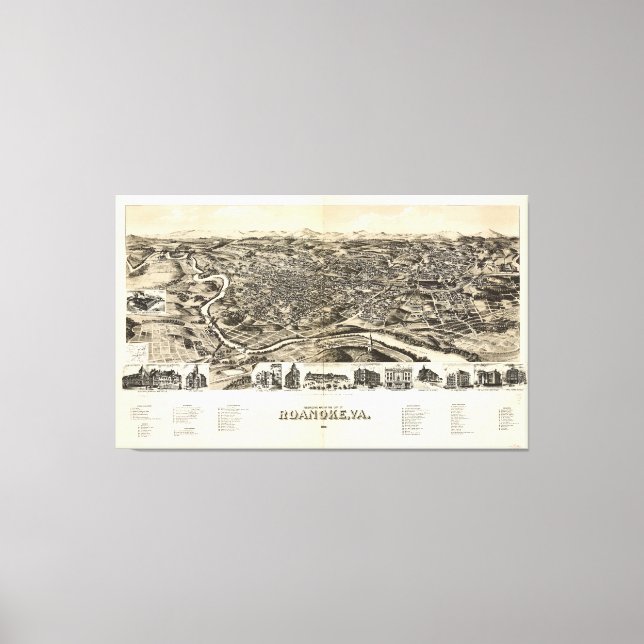 Roanoke, Virginia (1891) Leinwanddruck (Vorderseite)