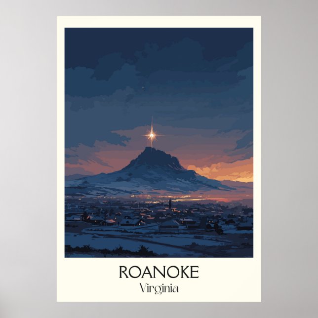 Roanoke Virginia Star Bergblick Poster (Vorne)