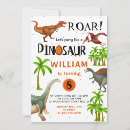 Roar Boys Dinosaur Birthday Jungle Party Einladung