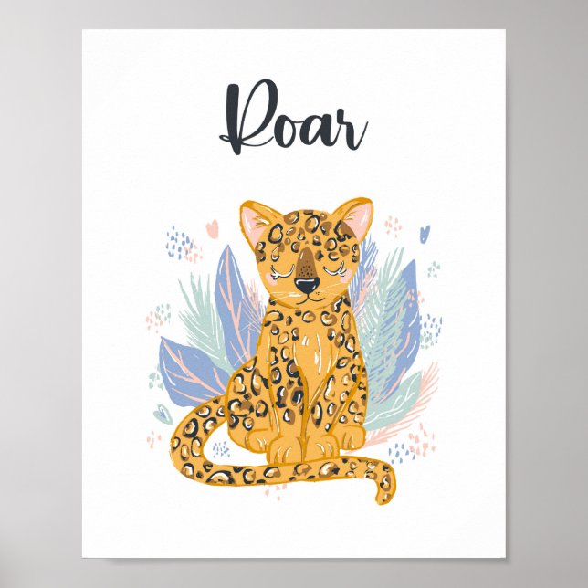 Roar Cheetah Leopard Kinderzimmer Art Poster (Vorne)