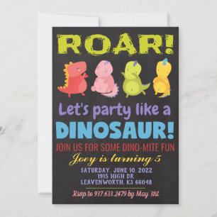 Roar Dinosaur Birthday Einladung