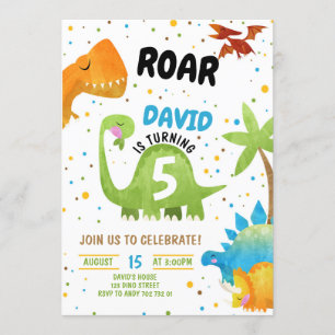 Roar Dinosaur Birthday Einladungen Boy