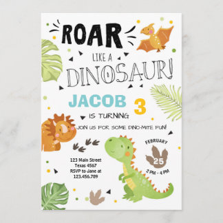 Roar Dinosaur Einladung zum Geburtstag Dino Party