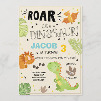 Roar Dinosaur Einladung zum Geburtstag Dino Party