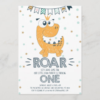 ROAR Dinosaur Erster Geburtstag Einladung