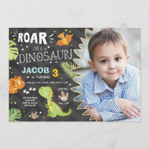 Roar Dinosaur Geburtstagsaufladung Dino Party Boy Einladung