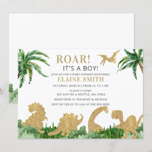 Roar Dinosaur Gender Neutral Baby Dusche Einladung