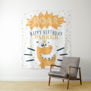 ROAR Dinosaur Happy Geburtstag Personalisiert Wandteppich