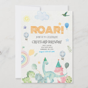 Roar Dinosaurier Einladung zum Geburtstag