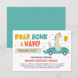 Roar Dinosaurier fahren am Geburtstag Dankeskarte