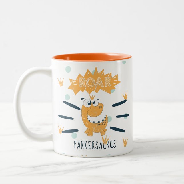 ROAR Dinosaurier Personalisiert Zweifarbige Tasse (Links)