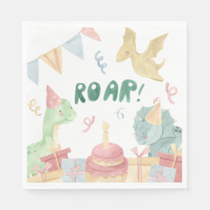 Roar Dinosoar Birthday Napkins Dino Birthday Party Serviette