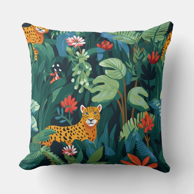 Roar & Exploration Rainforest Botanisch Kissen (Vorderseite)