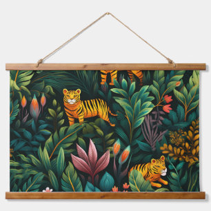 Roar & Exploration Rainforest Botanisch Wandteppich Mit Holzrahmen