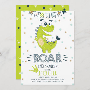 ROAR Green Dinosaur Geburtstag Einladung