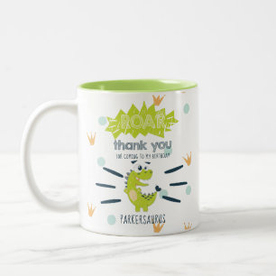 ROAR Green Dinosaur Geburtstag Gefallen Personalis Zweifarbige Tasse