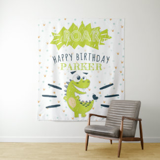ROAR Grüner Dinosaurier Alles Gute zum Geburtstag Wandteppich