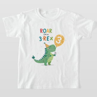 Roar I bin eine 3-Rex Kinder Dritte Geburtstagspar T-Shirt