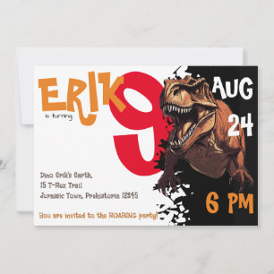 Roar in Adventure mit Ferocious T-Rex Geburtstag Einladung