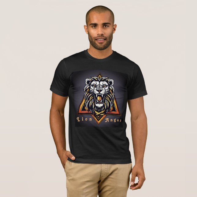 Roar in Style Geometric Lion Logo Men's Black t sh T-Shirt (Vorne ganz)