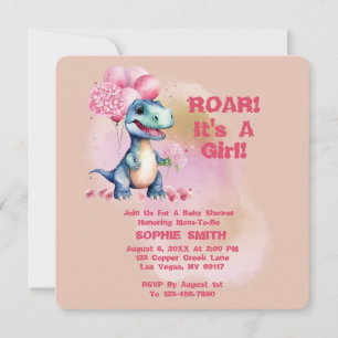 Roar It's a Girl T-Rex Baby Dinosaurier Pink Einladung
