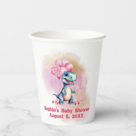 Roar It's a Girl T-Rex Baby Dinosaurier Pink Pappbecher