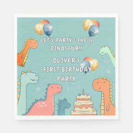 Roar Like a Dinosaur Boy 1st Birthday Party  Serviette