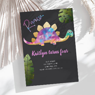 Roar Niedlich Abstrakt Pink Dinosaurier Einladung