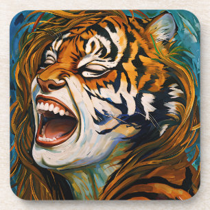 Roar of the Wild Heart - farbenfrohe Tigress Getränkeuntersetzer