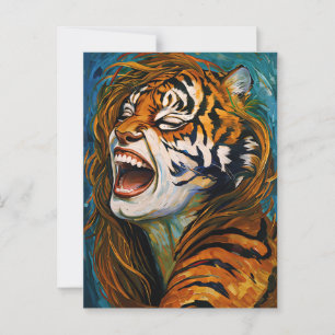 Roar of the Wild Heart - farbenfrohe Tigress Postkarte