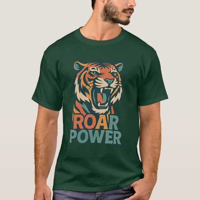 Roar Power Tiger Grafischer T - Shirt für Männer (Vorderseite)