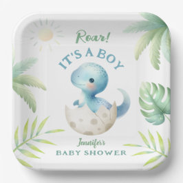 Roar seine a Boy Niedlich Dino Boy Dinosaur Baby D Pappteller