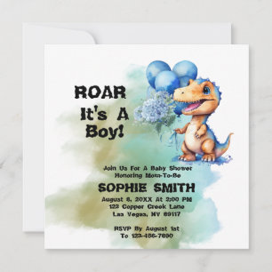 Roar seine a Boy T-Rex Dinosaur Baby Dusche Platz Einladung