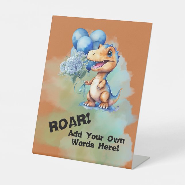 Roar seine a Boy T-Rex Dinosaur Custom Sockelschild (Vorderseite)