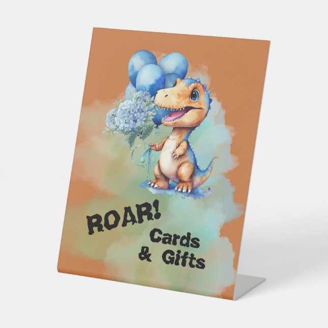Roar seine a Boy T-Rex Dinosaurier Karten & Gesche Sockelschild (Vorderseite)
