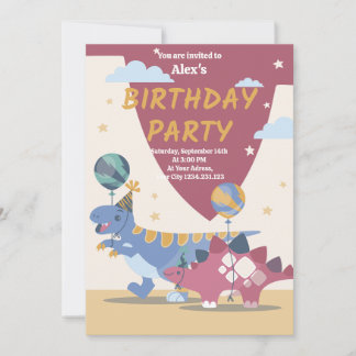 Roar-some Dino Party Einladungen: Spaß, einfaches  Einladung