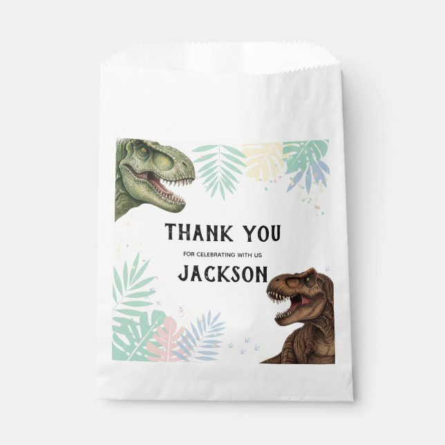 Roar-Some Dinosaur Thank You Custom Favor Bag Geschenktütchen (Vorderseite)