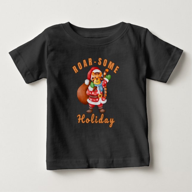 Roar‑some Holiday Tiger Santa – Funny Animal lover Baby T-shirt (Vorderseite)