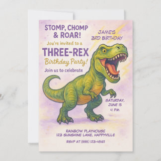 Roar & Stomp! Es ist eine Geburtstagsparty mit dre Einladung