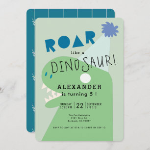ROAR T-Rex Dinosaur Green Boy's Birthday Einladung