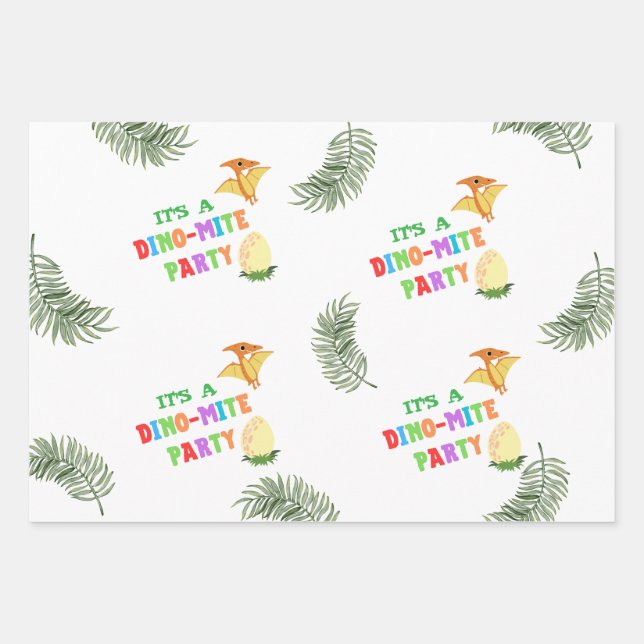 Roarfarbe: Atemberaubender Dinosaurier zum Geburts Geschenkpapier Set (Vorderseite)