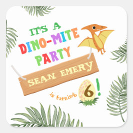 Roarfarbe: Atemberaubender Dinosaurier zum Geburts Quadratischer Aufkleber